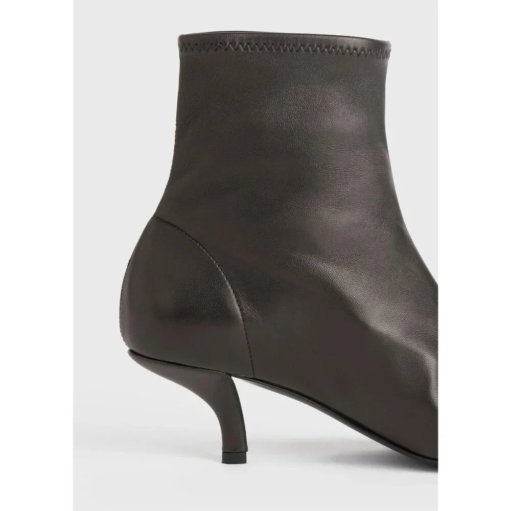 Toteme Heeled Sock Boots in Bark 40 With Box Womens Brown Leather